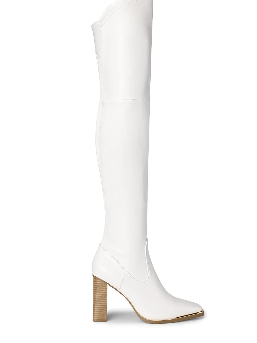 Dream Pairs White Over-the-Knee Block Heel Boots